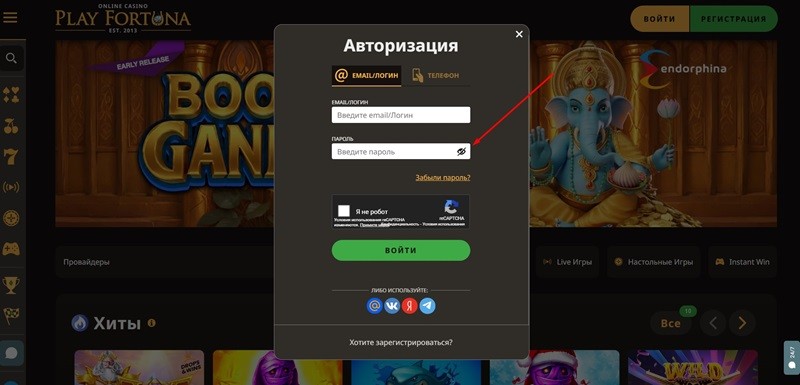 Настройка отображения пароля